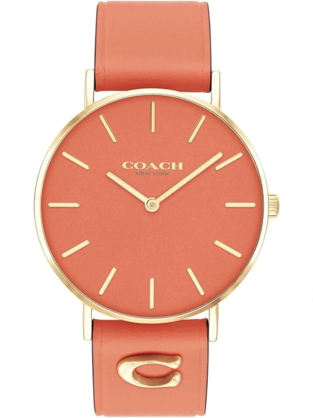 COACH Coral Leather Gold-Tone Women's Watch